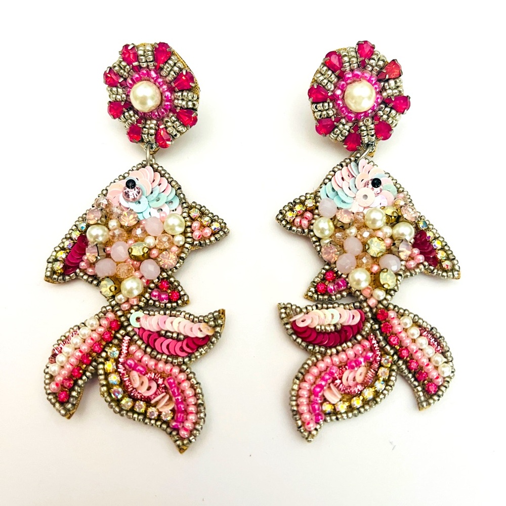 Beaded Fancy Fish Earrings
